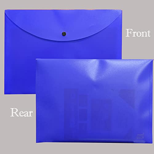 Image of True-Ally 5 pcs Bright Color Envelope Folder, Poly-Plastic A4 Documents File Storage Bag with Snap Button Certificate File Holder Document Folder for Certificates (Blue)