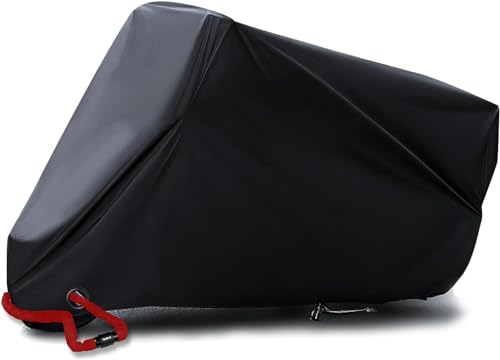 ECJWEI Housse de Moto Protection Imperméable - 230D Tissu Oxford Bâche Résistant pour Pluie/Poussière/UV/Déjections d'oiseaux, avec Trou de Serrure Motorcycle Couverture pour Moto Vespa Scooter