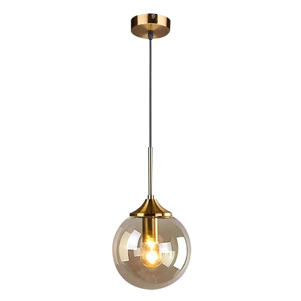 TTBDDDYH Creative Spherical Glass Pendant Lamp, Nordic Minimalist Style Hanging Light, E26 Light Source Single Head Chandelier, Bedroom Living Room Kitchen Island Decoration Light Fixtures