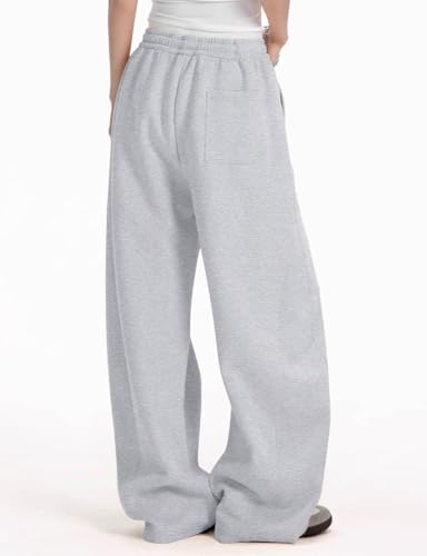 Womens Barrel Sweatpants Fleece Lined Wide Leg Sweat Pants Cotton Elastic Waisted Trousers with Pockets2