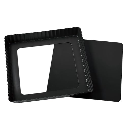 PONIXA Moule à tarte aux fruits avec fond amovible anti-adhésif en acier au carbone pour tartes, tartes, quiches, brownies (8 inch Square)
