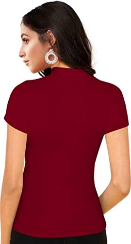 Image of Dream Beauty Fashion Women's Half Sleeve Round High Neck Top Elegant Casual Tee, Pack of 2-23 inch inches (Combo-Tripta Tiger)