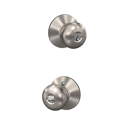 SCHLAGE Plymouth Keyed Entry Door Knob, Interior/Exterior, Satin Nickel