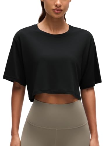 Image of CRZ YOGA Pima Cotton High Neck Crop T-Shirt