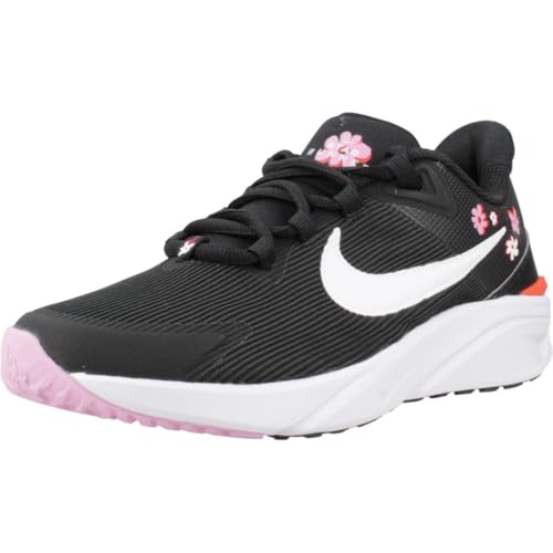Nike Star Runner 4 NN SE Big Kids' Road Running Shoes (FJ8077-001, Black/Pink Rise/Picante Red/White) Size 6.5