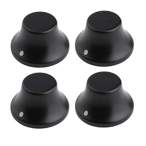 KAISH 4-Pack Wood Knobs LP/Strat Style Bell Knobs Guitar Bass Top Hat Wood Knob with Indicator Dot Ebony Wood