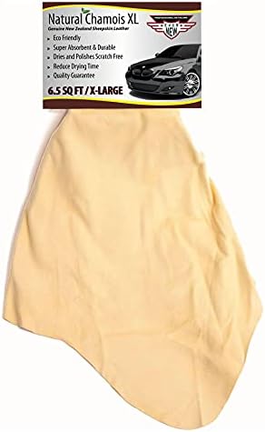 Natural Chamois XL Mega Size (6.5 sq ft.) by Ever New Automotive® Premium New Zealand Sheepskin for Car Boats and RV! Amazing Renewable Resource! …