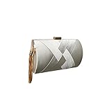 CORIOS Bolsa de Noche para Mujer Clutch con Fleco Borlas Vintage Retro Bolso de Hombro Bolso de Boda Partido Fiesta Baile Ceremonia Fiesta de Coctel Bolsos Bandolera Plata