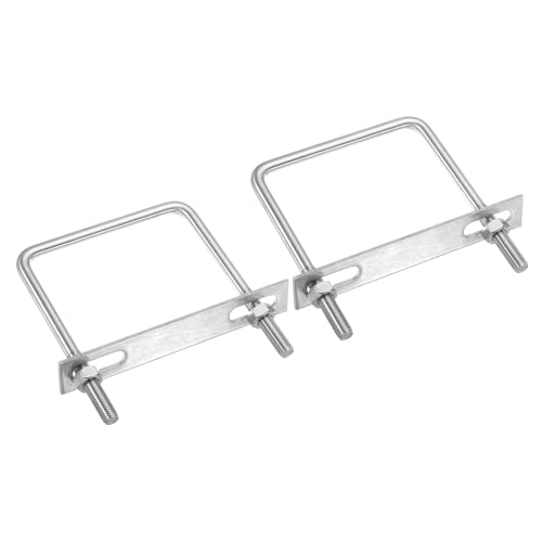 Image of PATIKIL M10x100x150mm Square U-Bolts Kit, 2Set 304 Stainless Steel Square U Shaped Bolts Replacement Parts with Frame Plates and Nuts for Ski Board Sailboat Trailer