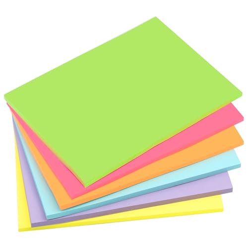 6 Farben Sticky Notes Groß 203 x 152 mm Notizzettel Selbstklebend 50 Blätter Pro Farbe/Block Haftnotizen Klebezettel Bunt für Schule Büro Zuhause
