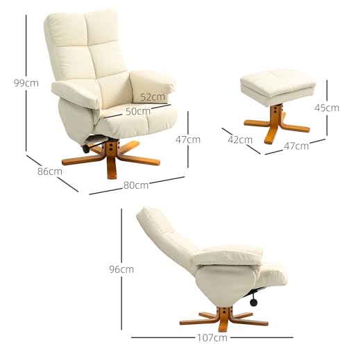 Fauteuil relax pivotant 360° avec pouf et dossier inclinable