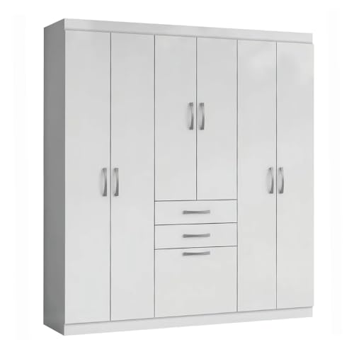 Guarda Roupas Casal 7 Portas 2 Gavetas Lisboa Aramóveis (BRANCO)