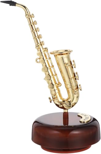 Image of AUGEN Exclusive Music Box Musical 360 rotatable Carousel Children's Wooden Men and Women Birthday Creative Christmas Valentine's Day Gift Home Decoration (Saxophone)