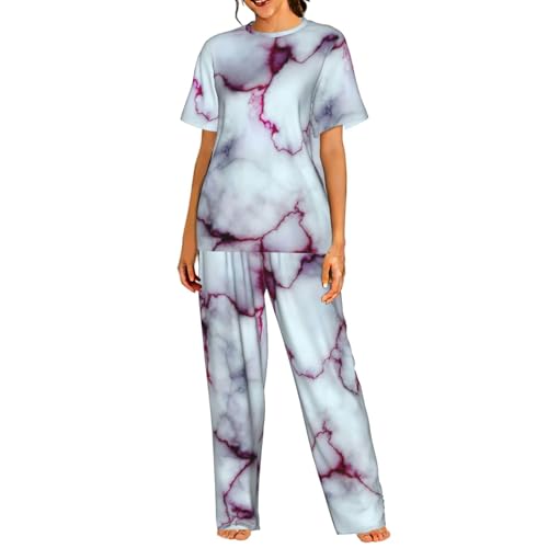 Pyjama court marbre violet idéal pour vos soirées cocooning