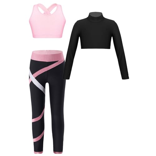 Sweat à manches longues fille rose et tenue de sport pour la gym
