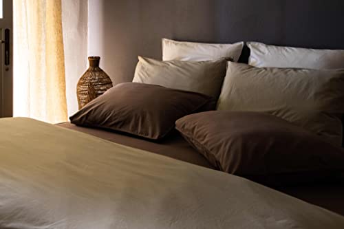 Housse de couette en coton teint lavé camel 140x200 Palace - 4