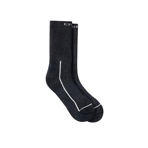 Red Wing Shoes Premium Safety Medium Weight Crew Socks, Stretchable Merino Wool/Nylon Blend, Black, 9-12 (1 pair)