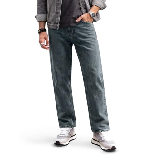 Image of Urbano Fashion Men's Relaxed Fit Washed Denim Jeans Non-Stretchable
