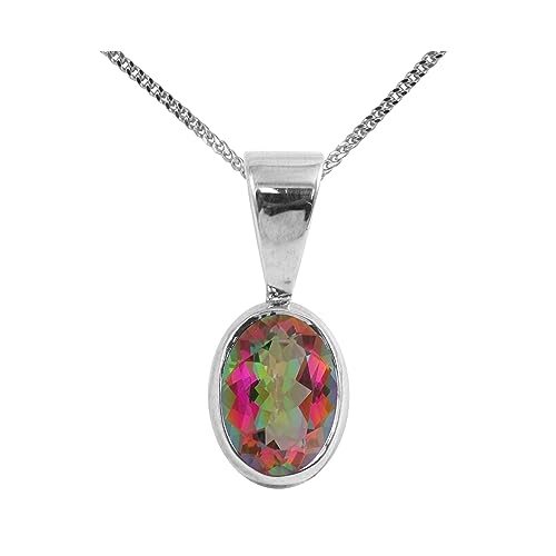 Pendentif topaze mystique ovale 1,50 ct en argent massif BJC avec chaîne