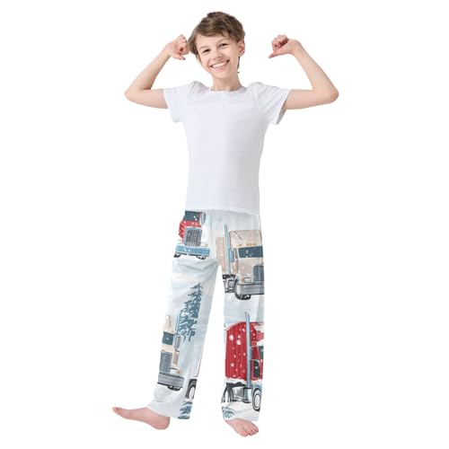 ZZXXB Winter Truck Tree Boys Long Pants Soft Trousers Elastic Waist Kids Lounge Bottoms with Pockets S-XL3