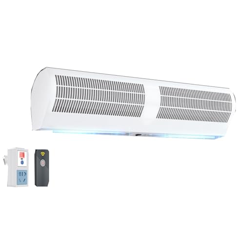 Máquina comercial silenciosa de cortina de aire de viento fuerte, máquina de cortina de aire con cabezal de puerta de cocina for catering, (blanco)(120cm(47.2inch))