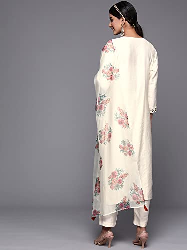 Image of INDO ERA Viscose Rayon Embroidered Kurta Pant With Dupatta Set For Women