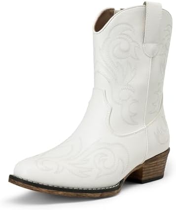 DREAM PAIRS Women's Cowboy Cowgirl Western Boots Embroidered Stit...