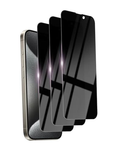 Ifaeveus 3 Pack Privacy Screen Protector for iPhone 15 Pro Max Tempered Glass 6.7inch Private Saver Anti-Spy Eye Protection Anti-Scratch Full Coverage