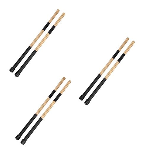 Supvox - Baquetas de bambú para batería, 3 unidades, para jazz y música folclórica, ideal para interpretación acústica y volumen bajo miniatura 1