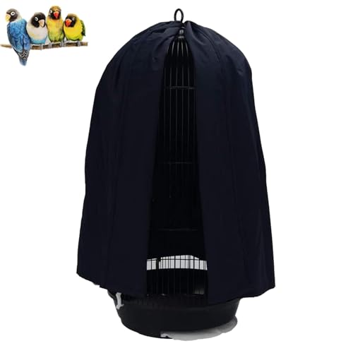 Image of QBLEEV Round Parrot Birdcage Cover, Pet Universal Blackout Cage Cover Shade | Windproof light-proof sleep reduces distractions night accessories cloth without cage, bow tie clouser, easy to wear