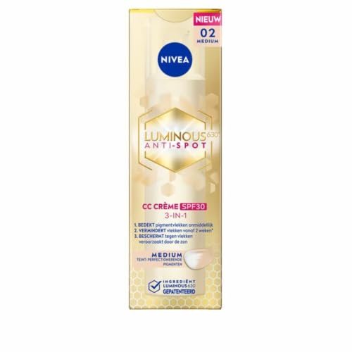 NIVEA Luminous 630 CC Anti-Fleckenfluid FPS30 Medium Teint (1 x 40 ml), CC Cream Unified Teint, Foundation deckt Hautunreinheiten ab… – Ansicht 2