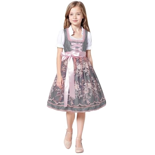 Dirndl Kinder Midi Trachtenkleid 3-TLG inkl.Dirndl Rosa, Dirndlbluse, Schürze für Oktoberfest Besondere Anlässe Dirndl & dirndl-sets für Mädchen Bayerisches Bierfest Trachten Kinderdirndl