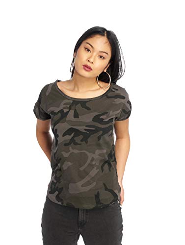 Urban Classics T- Shirt pour Femme - Multicolore (Camouflage Foncé 00784) - M
