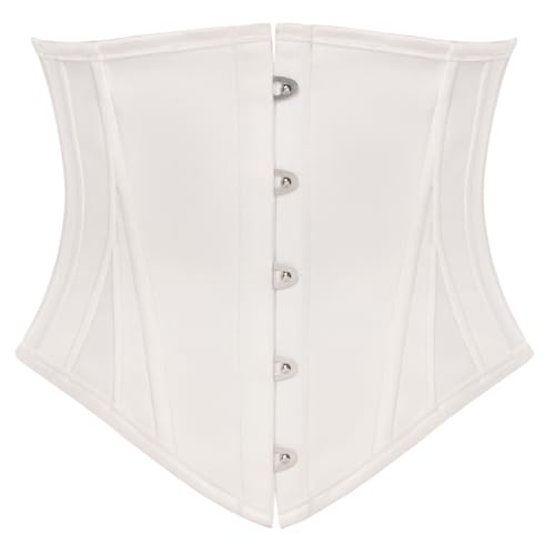 SCARLET DARKNESS Ceinture corset vintage à lacets pour femme style steampunk médiéval large ceinture, blanc, 38
