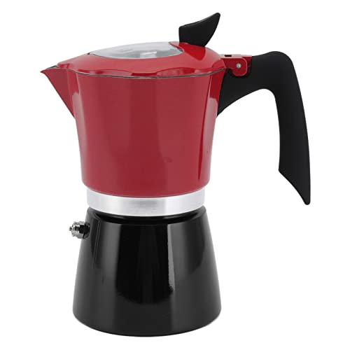 Moka Pot 6 Tazas/300 Ml, Portátil con Mango Antiquemaduras, Italiana Clásica de Aluminio, No Apto para Inducción (No. 6 Pot 300ML)