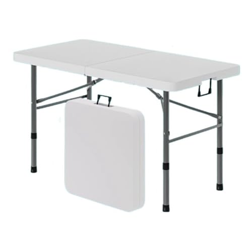 Mesa de picnic plegable portátil, mesa de camping de plástico resistente de 4 pies, ligera y para fiestas al aire libre, senderismo, patios, bodas, banquetes y portón trasero