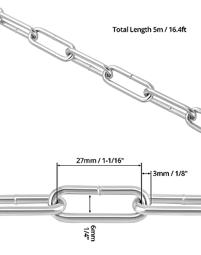 QWORK® 2 Pack Galvanized Steel Chain - diameter 3 mm - 5 m - for Clothsline Garage Fence Bicycle Security Lock Dog Lead DIY Decoration - Image 3