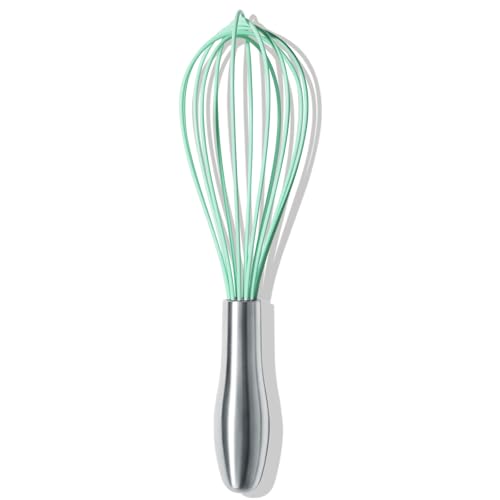 Image of OYV 10-Inch Teal Silicone Whisk, Heat Resistant 480F Kitchen Whisk with Stainless Steel Ergonomic Handle, Non-Scratch for Nonstick Cookware, Dishwasher Safe, Perfect for Blending, Cooking & Beating