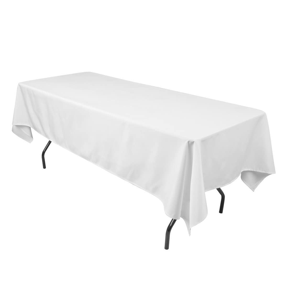 Sparkles Make It Special 10-pcs 60" x 126" Inch Rectangular Polyester Cloth Fabric Linen Tablecloth - Wedding Reception Restaurant Banquet Party - Machine Washable - White