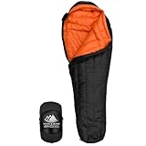 Hyke & Byke Eolus 30 F Hiking & Backpacking Sleeping Bag - 3 Season, 800FP Goose Down Sleeping Bag - Ultralight - Black/Clementine - 87in - Long