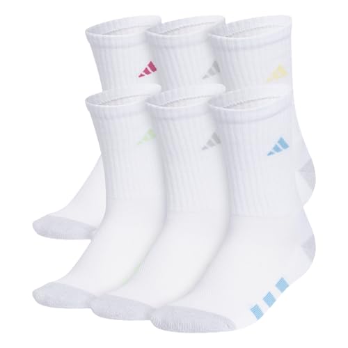 La Mejor Selección de Calcetines de deporte para Niño . 44 adidas - Paquete de 6 calcetines deportivos acolchados unisex para jóvenes, para deportes, duraderos y transpirables, Blanco/Blanco-Transparente Onix Gris/Pulse Magenta...