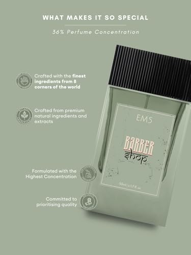 Image of EM5 Barbershop Extrait de Parfum (36%) | Clean, Fresh & Timeless Perfume for Men | Long-Lasting Fragrance with Natural Absolutes & Essential Oils | 50ml