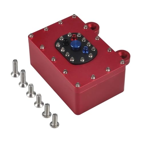 1/10 RC Crawler Receiver Box CNC Aluminum Alloy Scale Fuel Cell Receiver Box for 1/8 1/10 Axial Yeti Rock RC Crawler SCX10 VS4-10 TRX4 (Red)