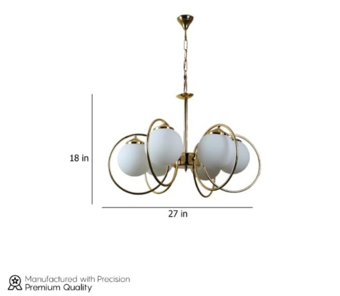 Prop It Up Mid-Century Modern Chandelier, Brass Finish, 6 Globes, 60W 3
