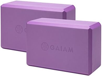 Gaiam Essentials Yoga Block (Set Of 2) - Supportive Latex-Free Eva Foam Soft Non-Slip Surface For Yoga, Pilates, Meditation, Deep Purple