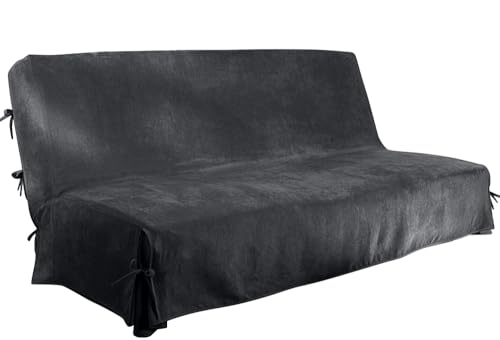 Brand Housse de Canapé Clic Clac sans Accoudoir, Polyester Suédé, Gris, 140x200 cm, Protection Convertible