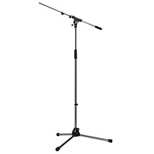 K&M - KÃ¶nig & Meyer 21090.500.02 - Tripod Microphone Stand - Adjustable Telescoping 2-Piece Boom Arm - Professional Grade - Heavy Duty with Folding Leg Base - German Made - Chrome
