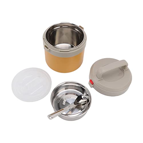 Nikou Tarro térmico aislado de 1,2 L, contenedor de almuerzo al vacío de acero inoxidable 304 con cuchara, tarro térmico para alimentos, amarillo cera, ideal para estudiantes y trabajadores