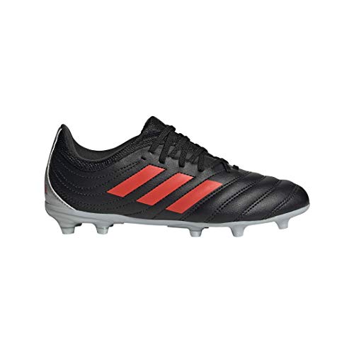 adidas Unisex-Kid's Copa 19.3 Firm Ground Soccer Shoe, Black/hi-res red/Silver Metallic, 2 M
