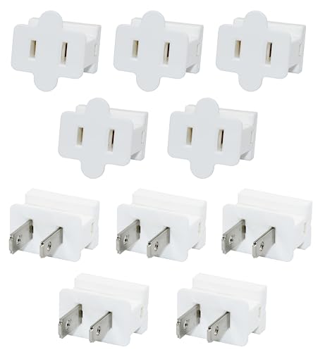 Projectpak SPT-1 Vampire Plugs - 5 Male and 5 Female Plugs for Extension Cord Ends, UL Listed for DIY Projects, Lamps, and Christmas Lights (White)